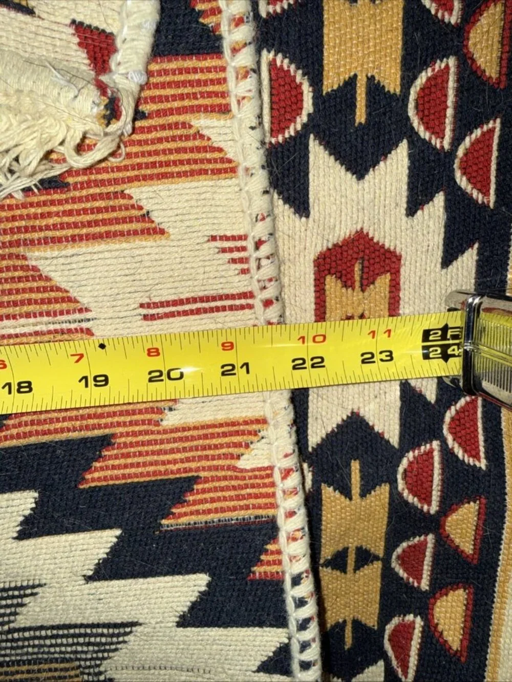 Aztec Indian Mat Rugs (2) Hand Woven Wool Reversible Multicolor 33.5”L x 21.5”W